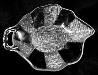 Jeannette Glass Clear Dewdrop Leaf Shape Relish Handled Dish Nappy