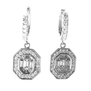 Lavish 14k White Gold Diamond Drop Earrings