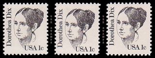 Dorothea Dix 1c Great Americans Variety Set All 3 1844 1844C 1844D MNH
