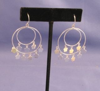 925 sterling silver double hoop w star drop earrings