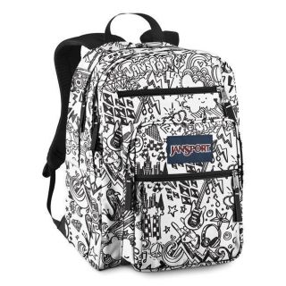 9CR BLACK AND WHITE DOODLE JanSport Big Student Backpack knapsack