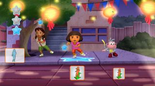 Dora, Alicia and Boots dancing in Nickelodeon Dance for Xbox 360