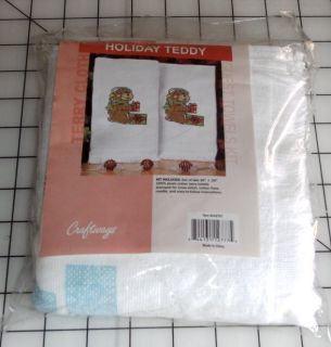 Holiday Teddy Guest Towel Kit Terry Cloth Cross Stitch