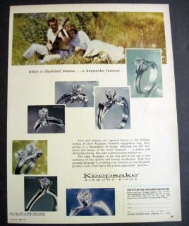 1965 Vintage Keepsake Diamond Ring Guitar Player 60s Ad