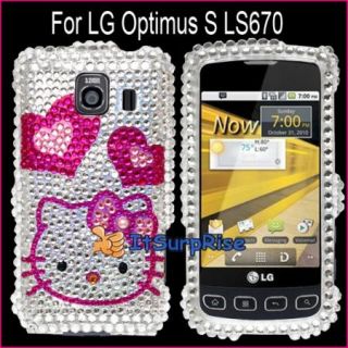 Bling Diamond Hearts Kitty Full Hard Case Cover for LG Optimus s LS670