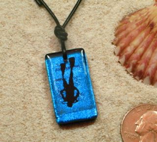 Scuba Diving Gear Jewelry Dive Leather Necklace Glass