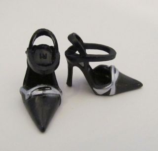 Black Trimmed in Silver Barbie Size Heels Fits Vintage and New Dolls