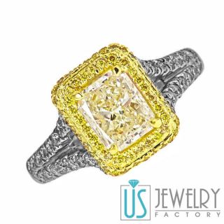  YELLOW AND WHITE GOLD RADIANT CUT DIAMOND ENGAGEMENT RING 2.36 CARAT