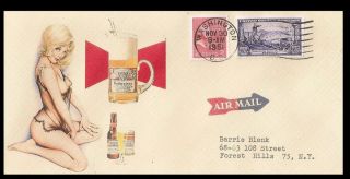 Facsimile of 1950s Budweiser Pinup Girl Illustrated Envelope