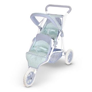  Girl Bitty Baby Twins Doll Blue White Double Stroller Retired