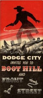 1959 wyatt earp brochure dodge city cowboy boot hill handsome fold out