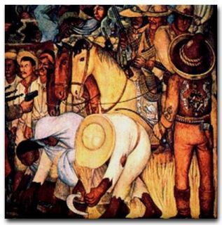 Diego Rivera Mural Ceramic Art Tile Opressed Peasants