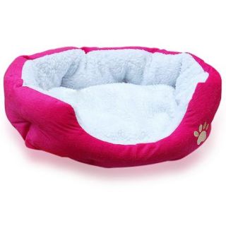  Warm Fleece Pet Bed Puppy Dog Beds Cat Mat House Red Medium