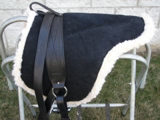 Black Leather Bareback Saddle Pad Draft Horse Stirrups