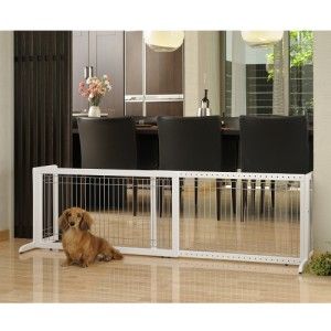  EXPANDABLE EXTRA WIDE WOODEN PET DOG GATE DOOR LARGE WHITE R94157