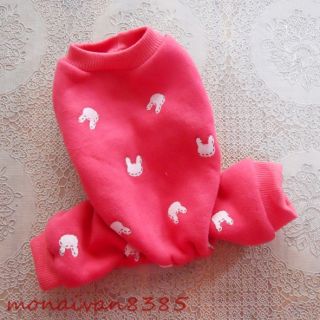 Rabbit s Pink Warm Pet Dog Pajamas Jumpsuit Dog Clothes Pet Supplies