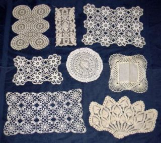Vintage Lot 21 Hand Crocheted Doilies Off White Ecru Various Shapes