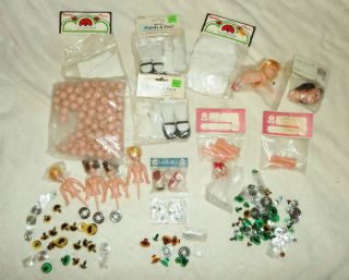 Mixed Lot of Doll Making Craft Supplies Some Vintage