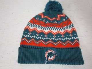 Miami Dolphins Cuffed Knit Hat Cap Toque Beanie with Pom