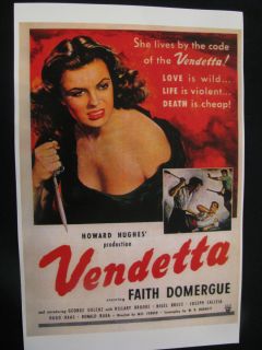 VENDETTA 1950 FAITH DOMERGUE HOWARD HUGHES BAD GIRL MOVIE POSTER