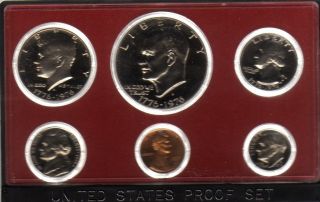 US Coins 1975 Original Proof Set 6 Coins w Box Ike Dollar