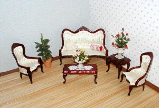 Dollhouse Miniature Furniture Elegant 5pc Victorian Living Room Set