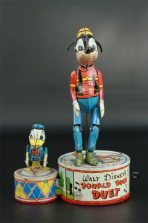 Vintage Marx Donald Duck Duet w Goofy Wind Up Tin Toy