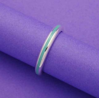 Tiffany Co Sterling Silver Blue Enamel Ring Size 6