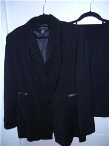 Donizetti Womens Black Suit Blazer Skirt Set Long Jacket Outfit 12