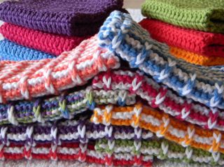 Dishcloth Hand Knit COTTON kitchen cloth or hot pad dish cloth Organic