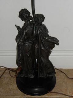 Large Antique L F Moreau Bronzed Statue Lamp