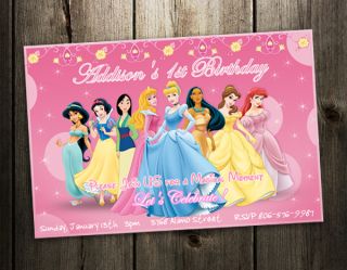 Disney Princess Birthday Party Invitation Ticket Card Custom Invites 3