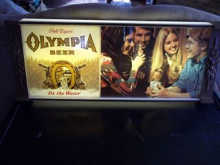 Olympia Beer Lighted Sign Its The Water 1960s 1970s Working
