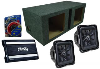 KICKER PACKAGE DUAL 12 L7 SUBS IN VENTED BOX AMP KIT W/ BOSS 4800W