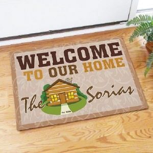  Welcome To Our Home Doormat Family Name Log Cabin Doormat Door Mat