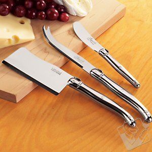 Jean Dubost Laguiole 3 Piece Cheese Knife Set  Stainless Steel