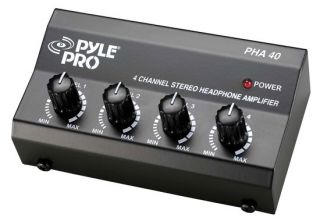 New Pyle PHA40 4 Channel Stereo Headphone Amplifier DJ Pro Audio