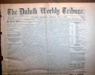 Original 1878 Duluth Minnesota Newspaper with Dog Control Ordinance