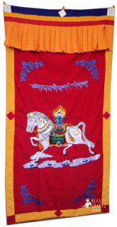  WindHorse Embroidery Tibetan Buddhist SpunSilk Door Curtain NEPAL