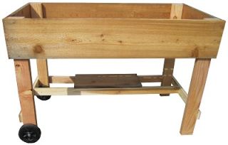  Garden Box Bed Planter 2x4 Wheels Patio Cedar Chair Accessible