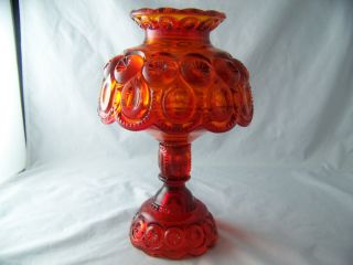 SMITH GLASS CO VINTAGE MOON AND STAR AMBERINA 3 PIECE CANDLE LAMP