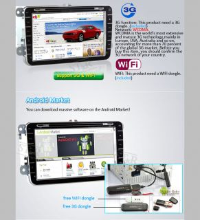  Din 8”Car Radio DVD Player GPS Nav Android 2.3 Wifi 3G+DVB T2 TV