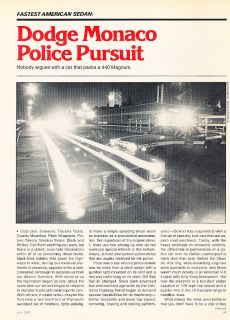 1977 Dodge Monaco Police Pursuit Classic Article D148