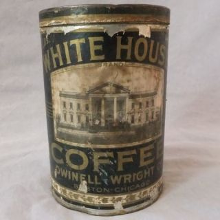 WHITE HOUSE COFFEE 2 lb Can canister Tin dwinell wright antique boston