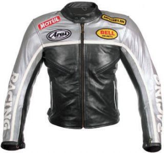 Biker Gray and Blacke Safety motorbike Motorcycle Leather Biker Jacket