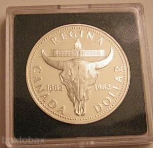 1982 Canada Regina Centennial Skull Silver Dollar Proof