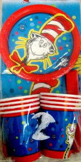 Dr Seuss CAT IN THE HAT PARTY PAK FOR 8 Birthday Party Supplies
