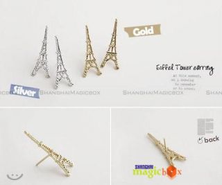  Eiffel Tower Design Ear Pin Earring Golden Silvery FAEAR016