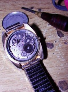 ANDRE RIVALLE E. GLUCK SWISS JUMP HOUR MYSTERY WRISTWATCH MENS RARE