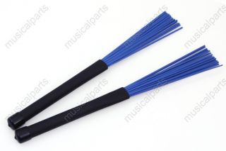 Set of 2 Drum Brushes black rubber handles, Blue nylon brushes